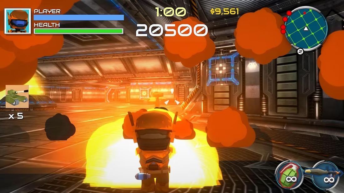 Astro Rangers: a robot fighting through spaceship rooms full of evil robots