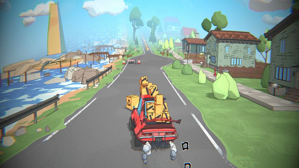 A seaside town environment in Super Box Delivery