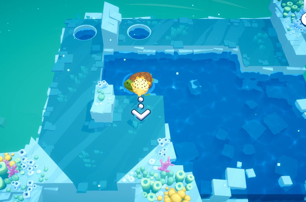 Golfish level built around a double bounce at a 90 degree angle off a turtle
